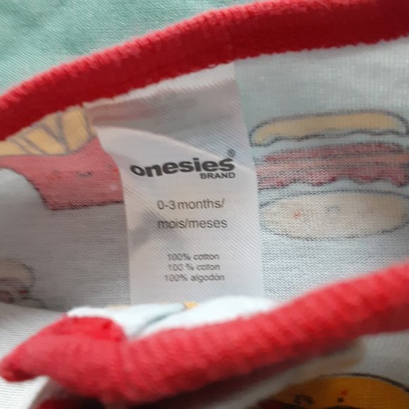 Baby Long Sleeve Bodysuits Footies Lot Of 4 Sizes 0-3-6 Months Taco/Burger - Picture 4 of 13